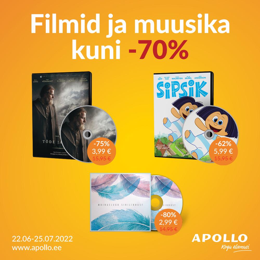 SUVEALE: muusika- ja filmid kuni -70%! - Apollo