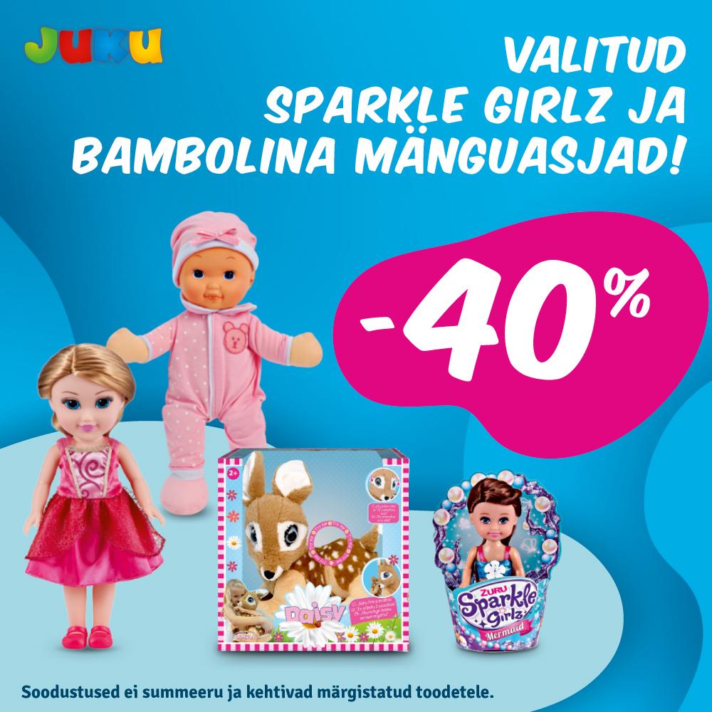 Valitud SPARKLE GIRLZ ja BAMBOLINA mänguasjad -40%! - Juku Mänguasjakeskus