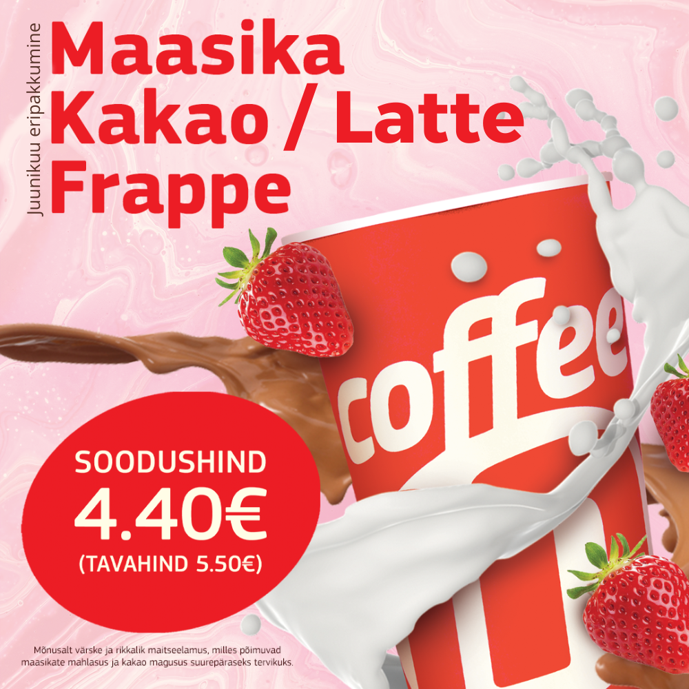 Ha! eripakkumine - Maasika Kakao / Latte Frappe - Coffee In & Yo!