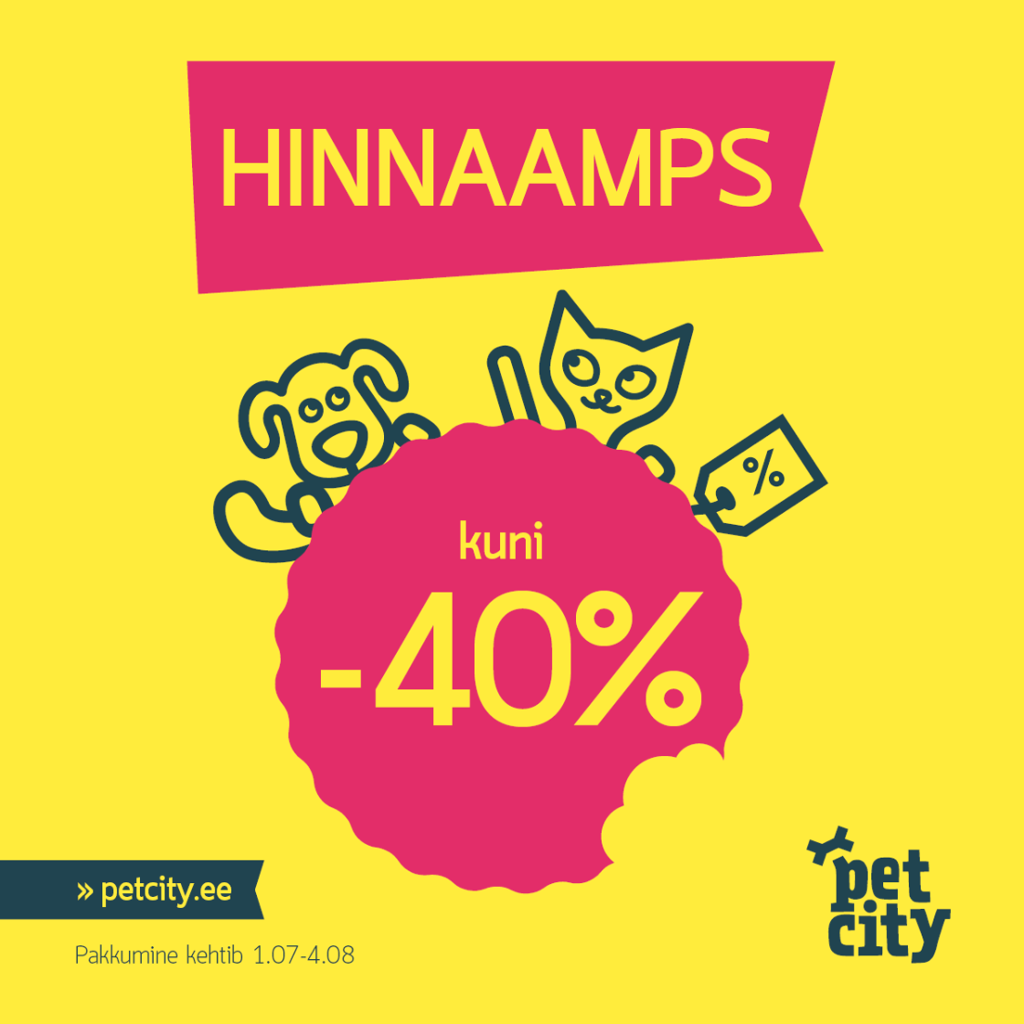 Hinnaamps PetCity kauplustes kuni -40% - PetCity