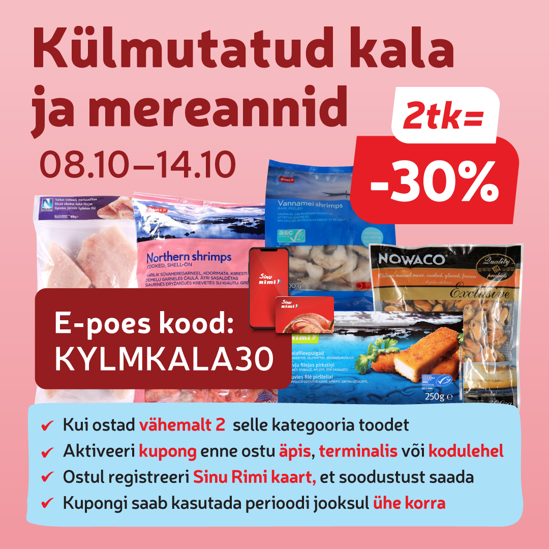 Külmutatud kala ja mereannid 2=-30% - Rimi Hyper