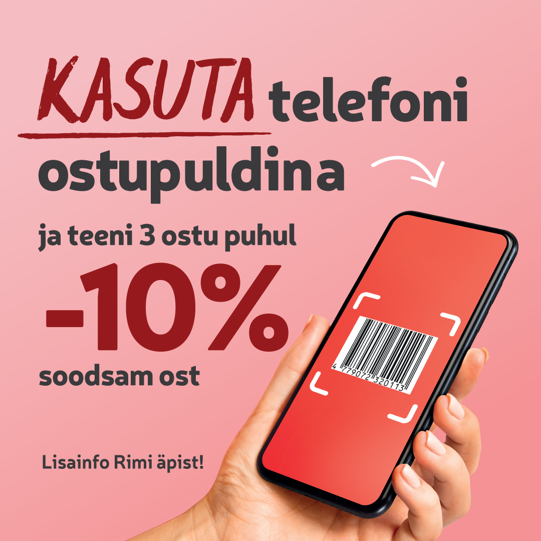 Tee 3 ostu skaneerides tooteid telefoniga ja saad auhinnaks ostu -10% soodsamalt - Rimi Hyper