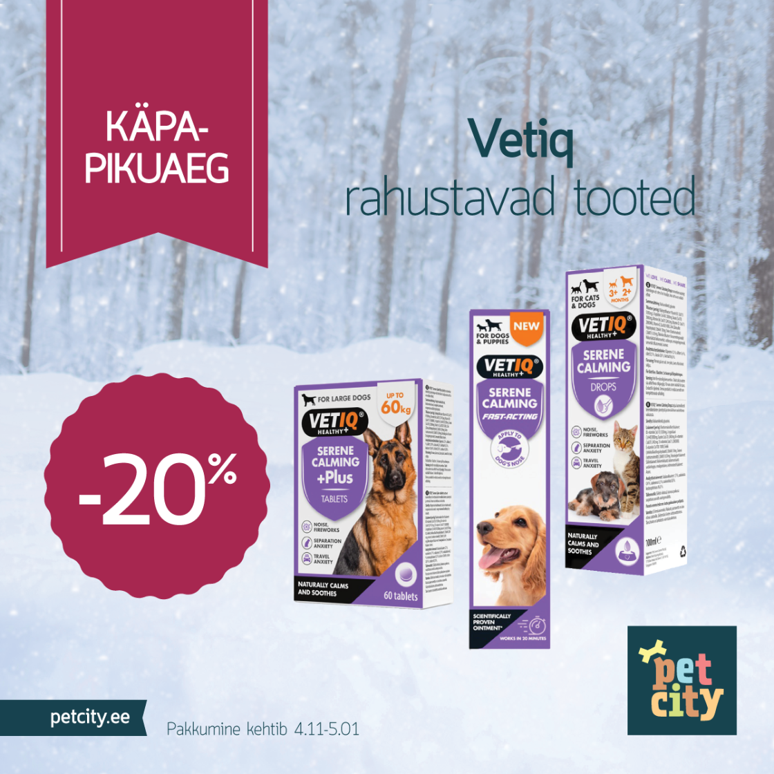 Rahustavad tooted aastavahetuseks -20% - PetCity