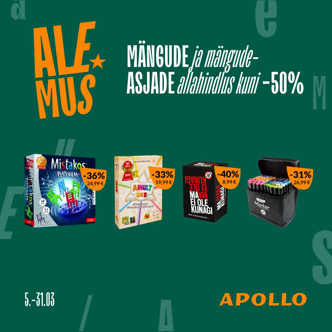 ALEMUS: raamatud ja elamustooted kuni -80% - Apollo