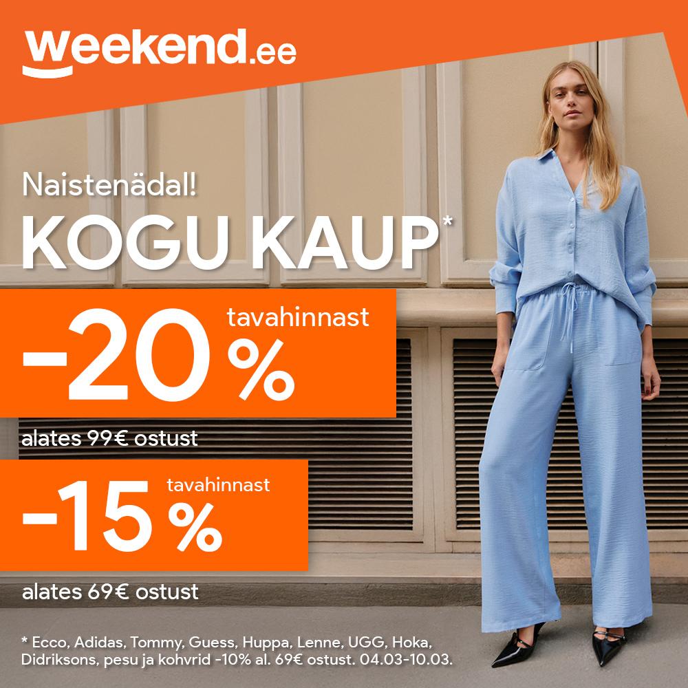 Naistenädal! KOGU KAUP* -20% al. 99€ ostust, -15% al. 69€ ostust. - Weekend Jalatsipood