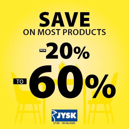 Säästa enamik toodetelt alates 20% kuni 60% - Jysk