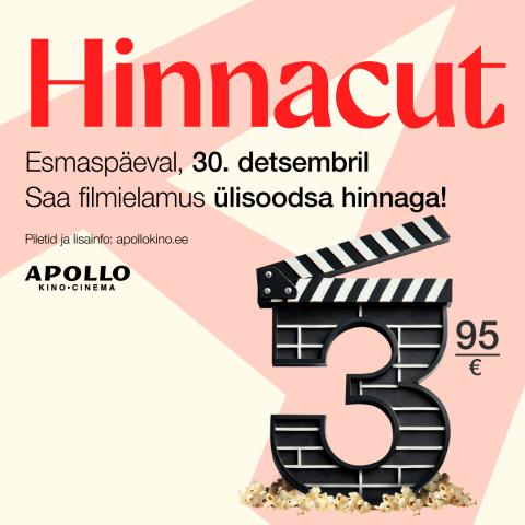 Hinnacut! Pilet täna vaid 3,95 €