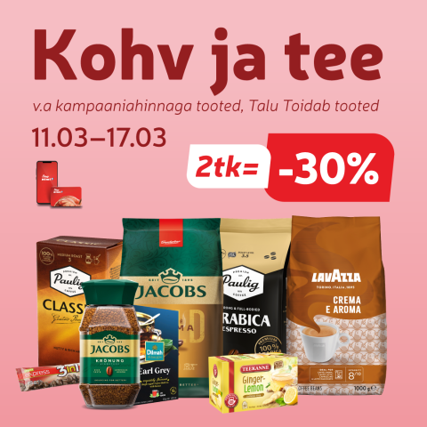 Kohv ja tee 2=-30%