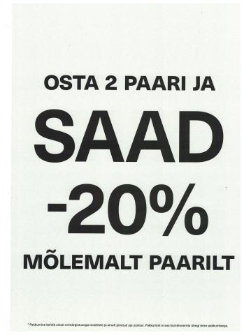 Osta 2 või enam paari jalatseid ja saa -20%